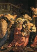 Tintoretto, The Birth of John the Baptist, detail ar